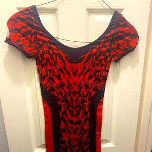 Red and black mini dress from Bebe.